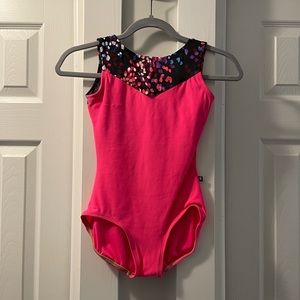 LuckyLeo hot pink patterned leotard